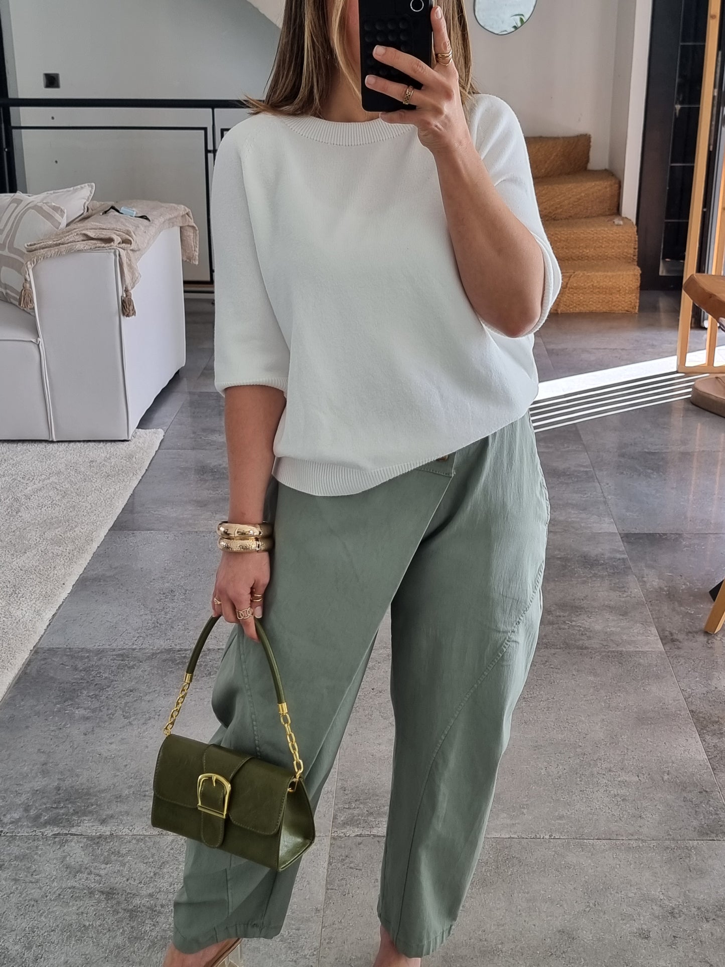 PANTALON BARREL ASYMÉTRIQUE BEIGE