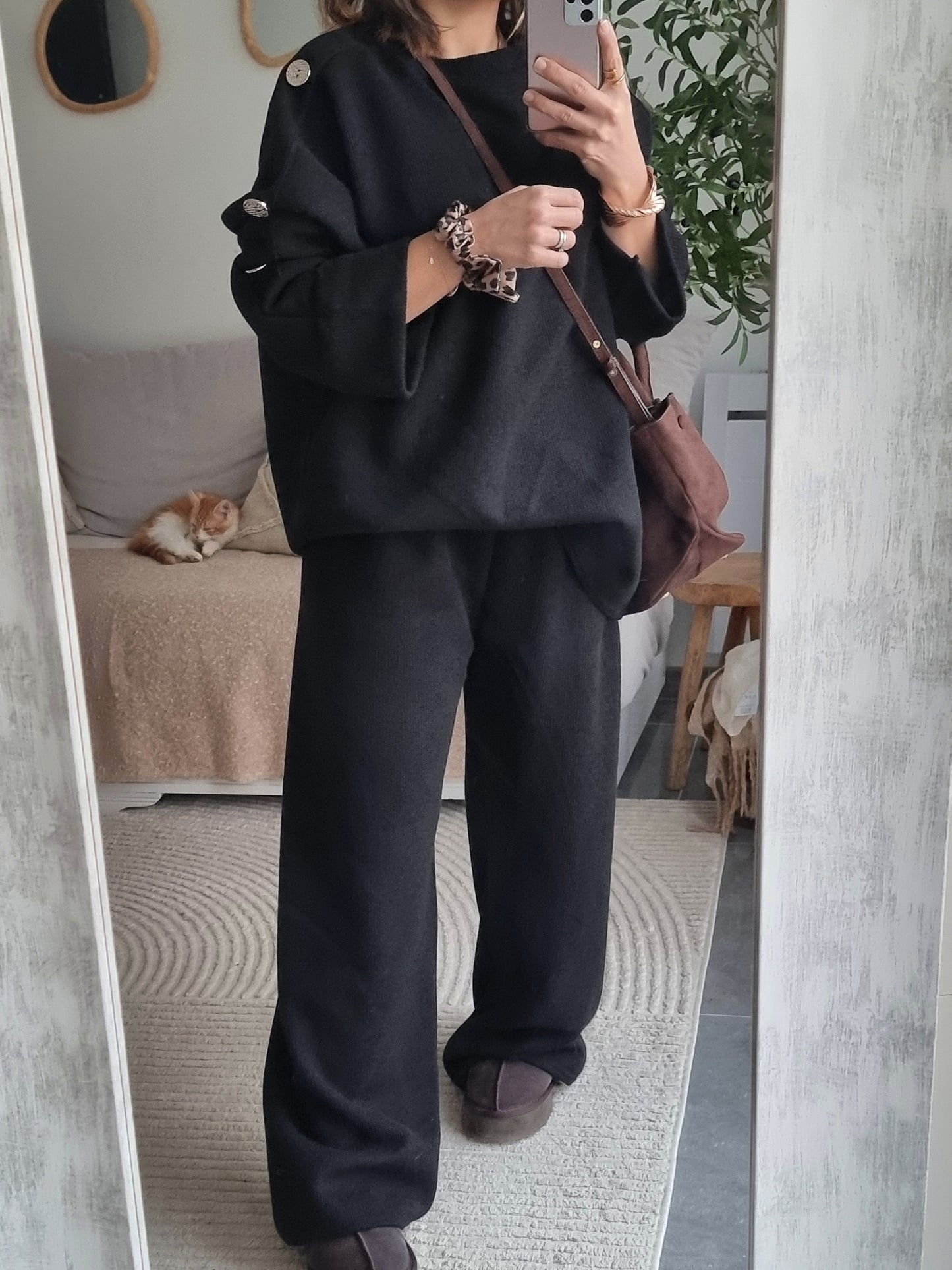 ENSEMBLE CÔTELÉ NOIR