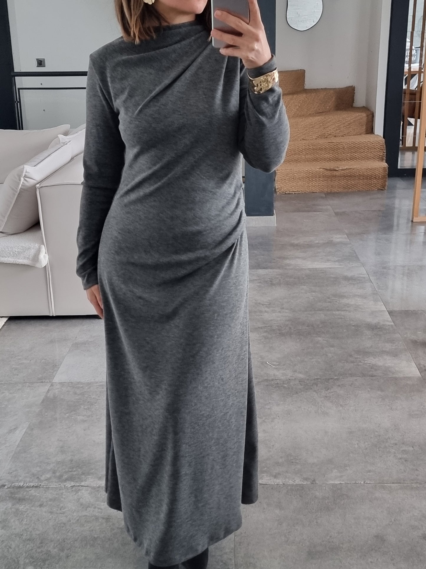 ROBE LONGUE SOFT TOUCH GRISE