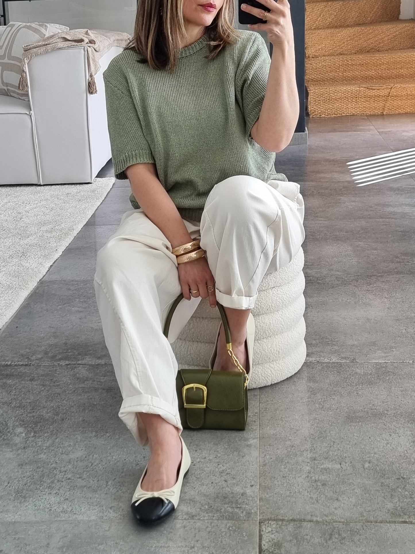 PANTALON BARREL ASYMÉTRIQUE ECRU