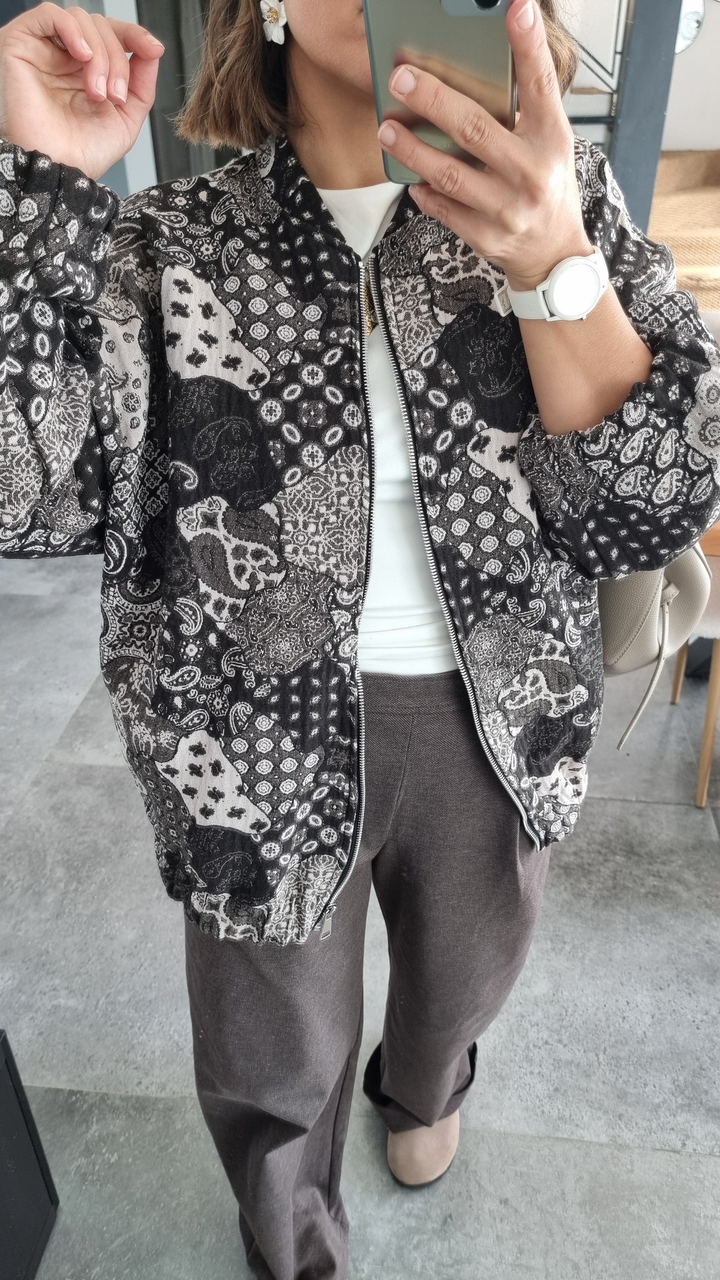 VESTE BOMBERS À MOTIF CHOCOLAT