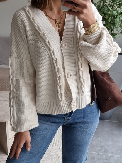 CARDIGAN MAILLE COL V ECRU