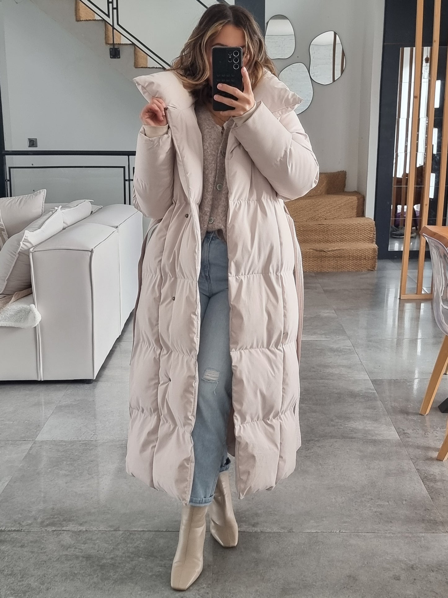 DOUDOUNE LONGUE MATELASSÉE BEIGE