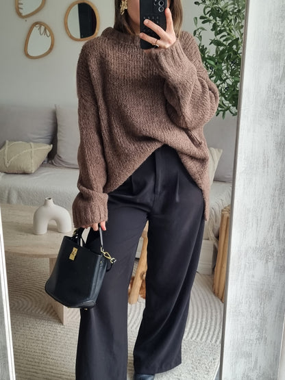 PULL LAINE TAUPE FONCÉ