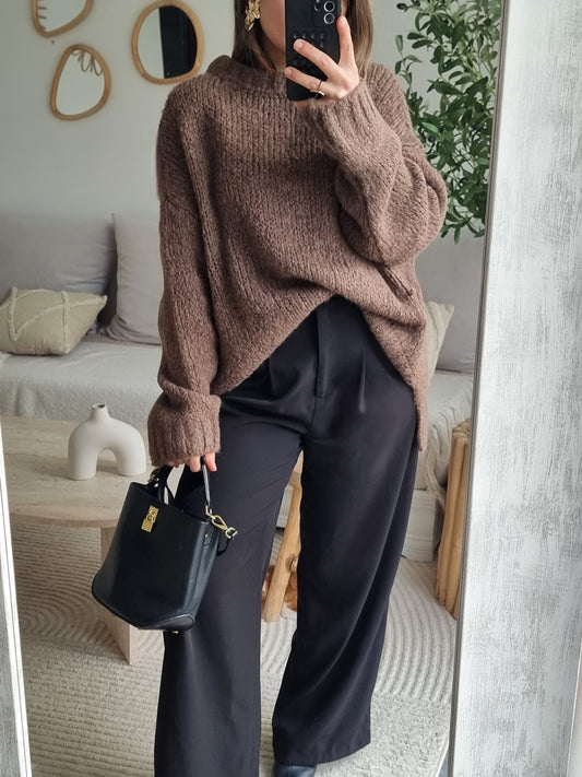 PULL LAINE TAUPE FONCÉ