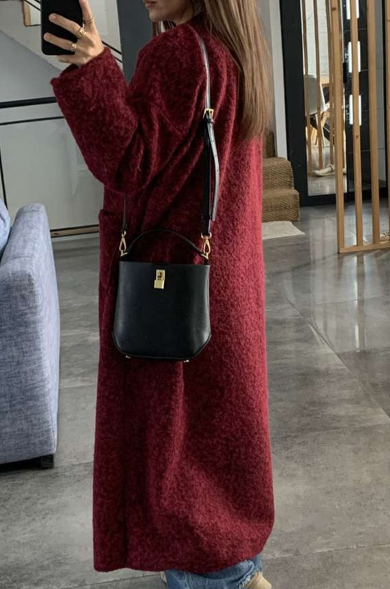 MANTEAU GILET TEDDY BORDEAUX