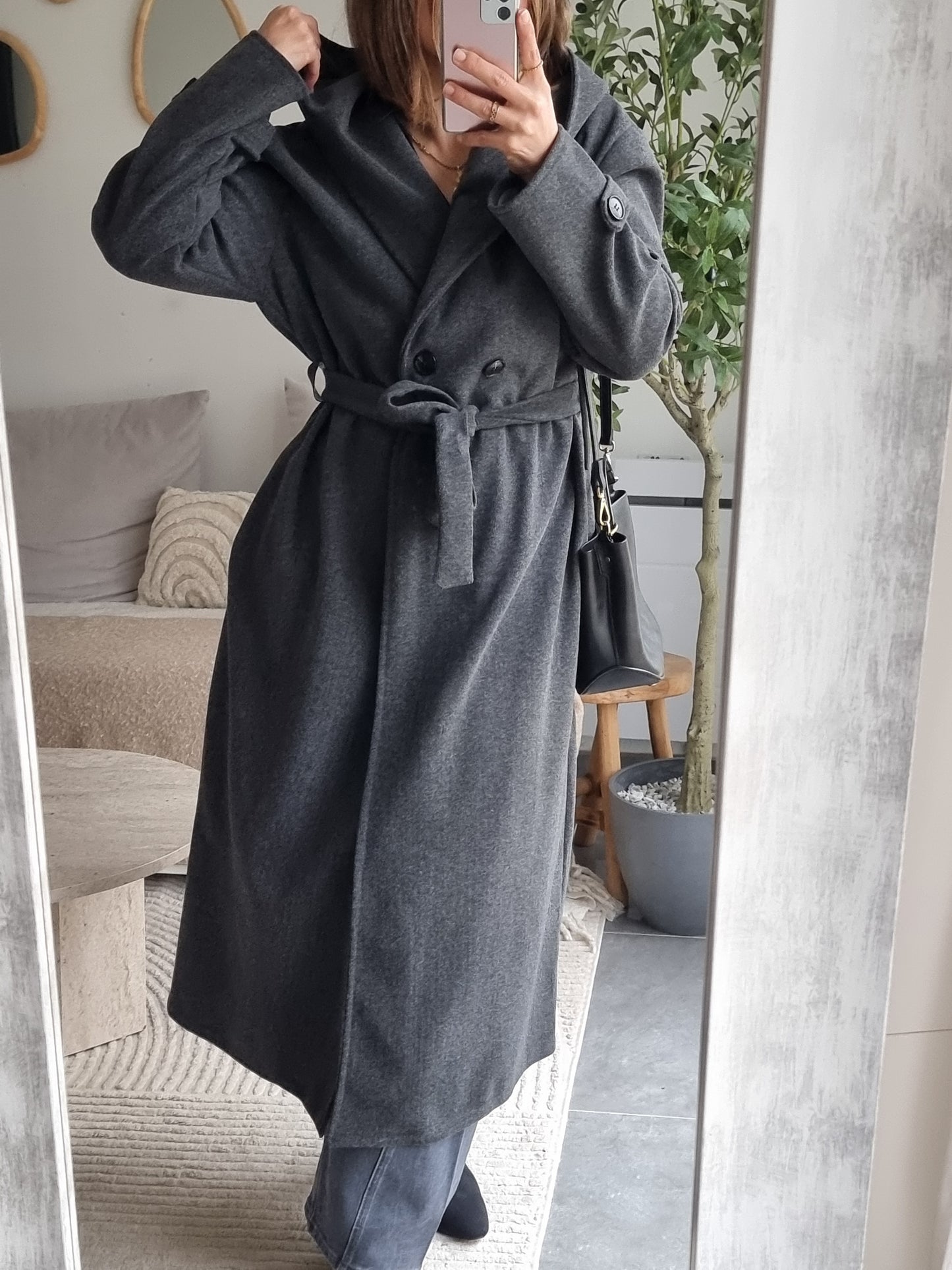 TRENCH A CAPUCHE GRIS