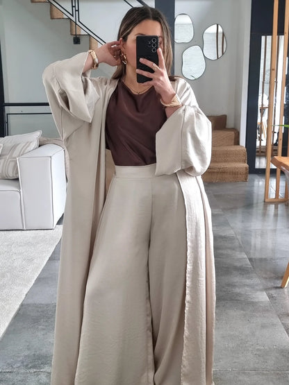 ENSEMBLE KIMONO BURGUNDY BEIGE