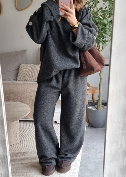 ENSEMBLE CÔTELÉ GRIS FONCÉ