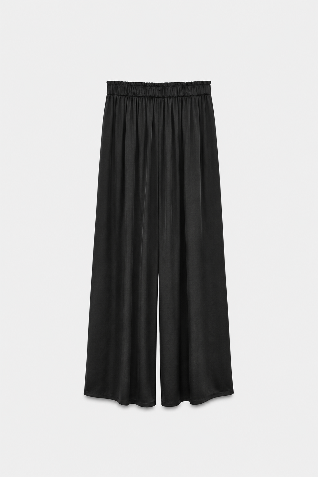 PANTALON PALAZZO SATIN DE SOIE NOIR