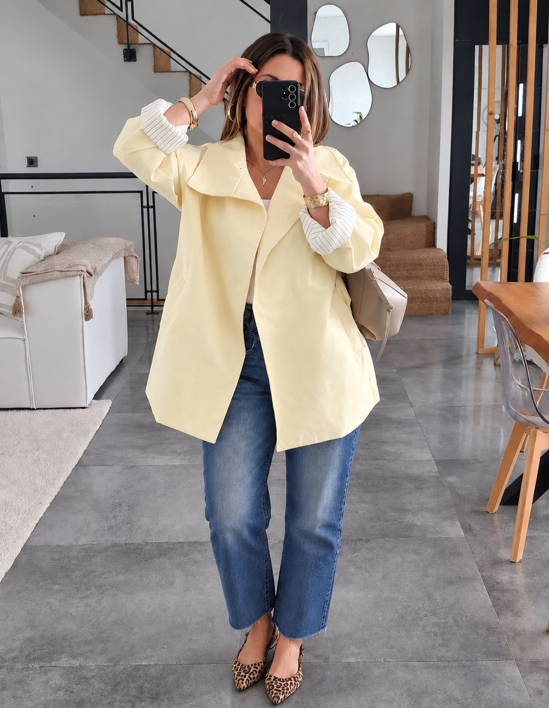 TRENCH MI-LONG JAUNE