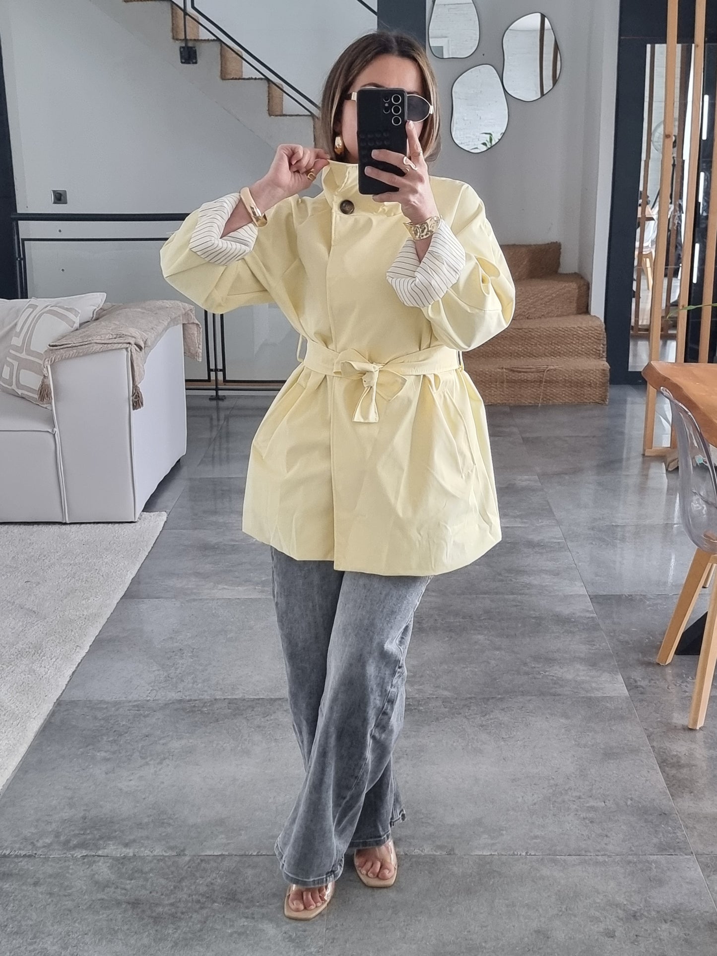 TRENCH MI-LONG JAUNE
