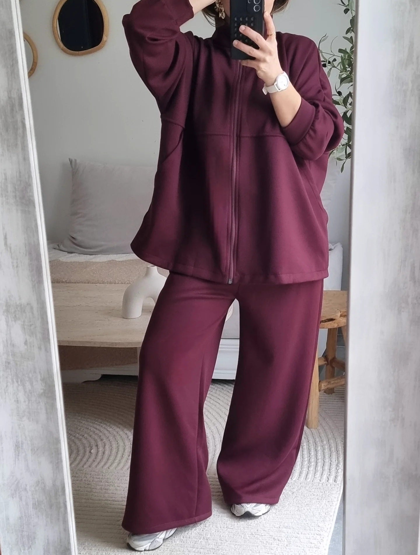 SURVÊTEMENT MOLLETONNÉ À ZIP BORDEAUX