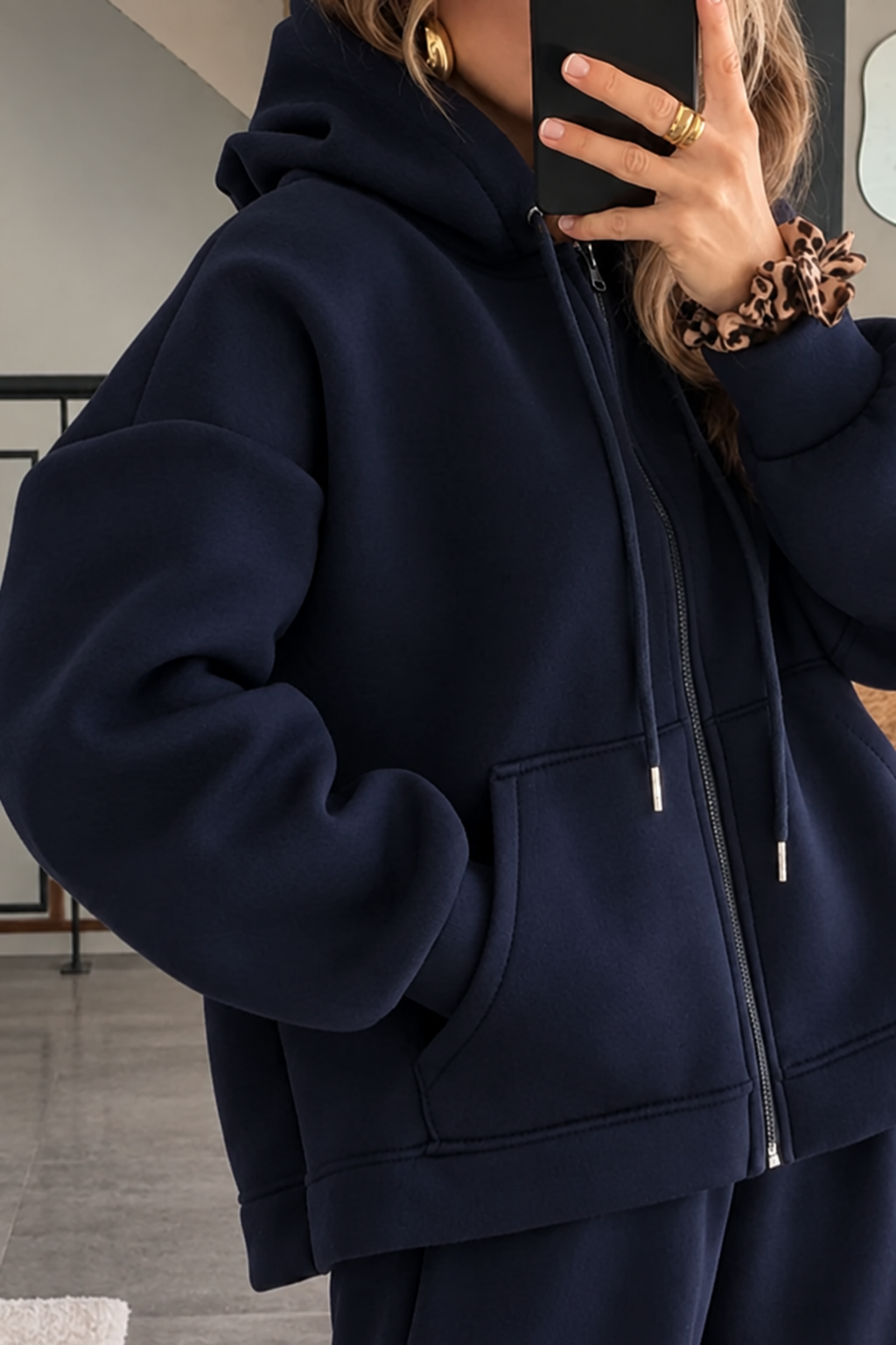 SWEAT À CAPUCHE ZIPPÉ MARINE