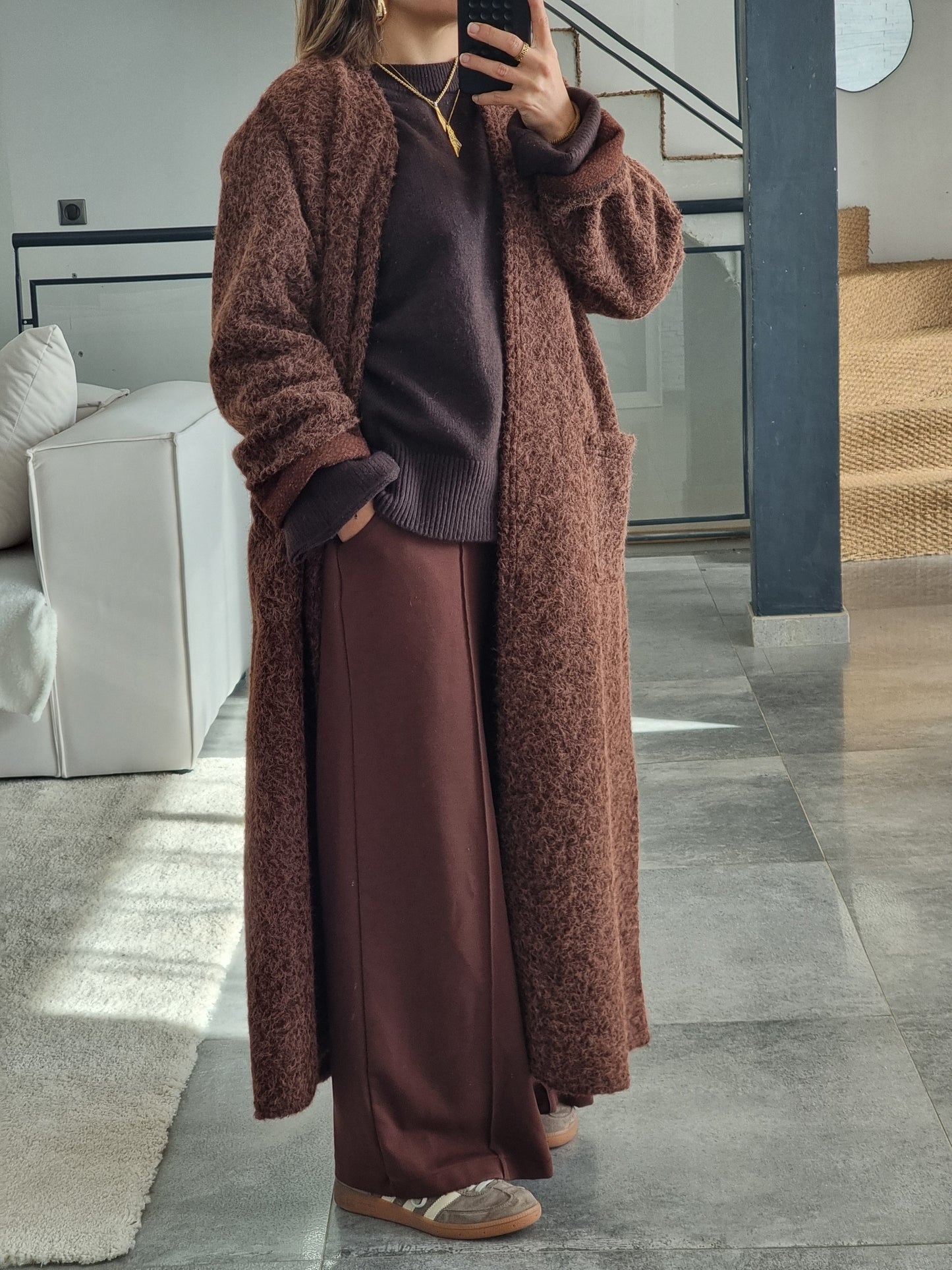 MANTEAU GILET TEDDY CHOCO