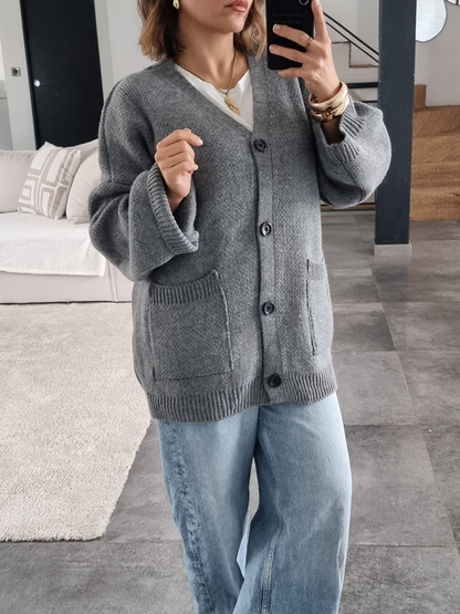 CARDIGAN MAILLE GRIS