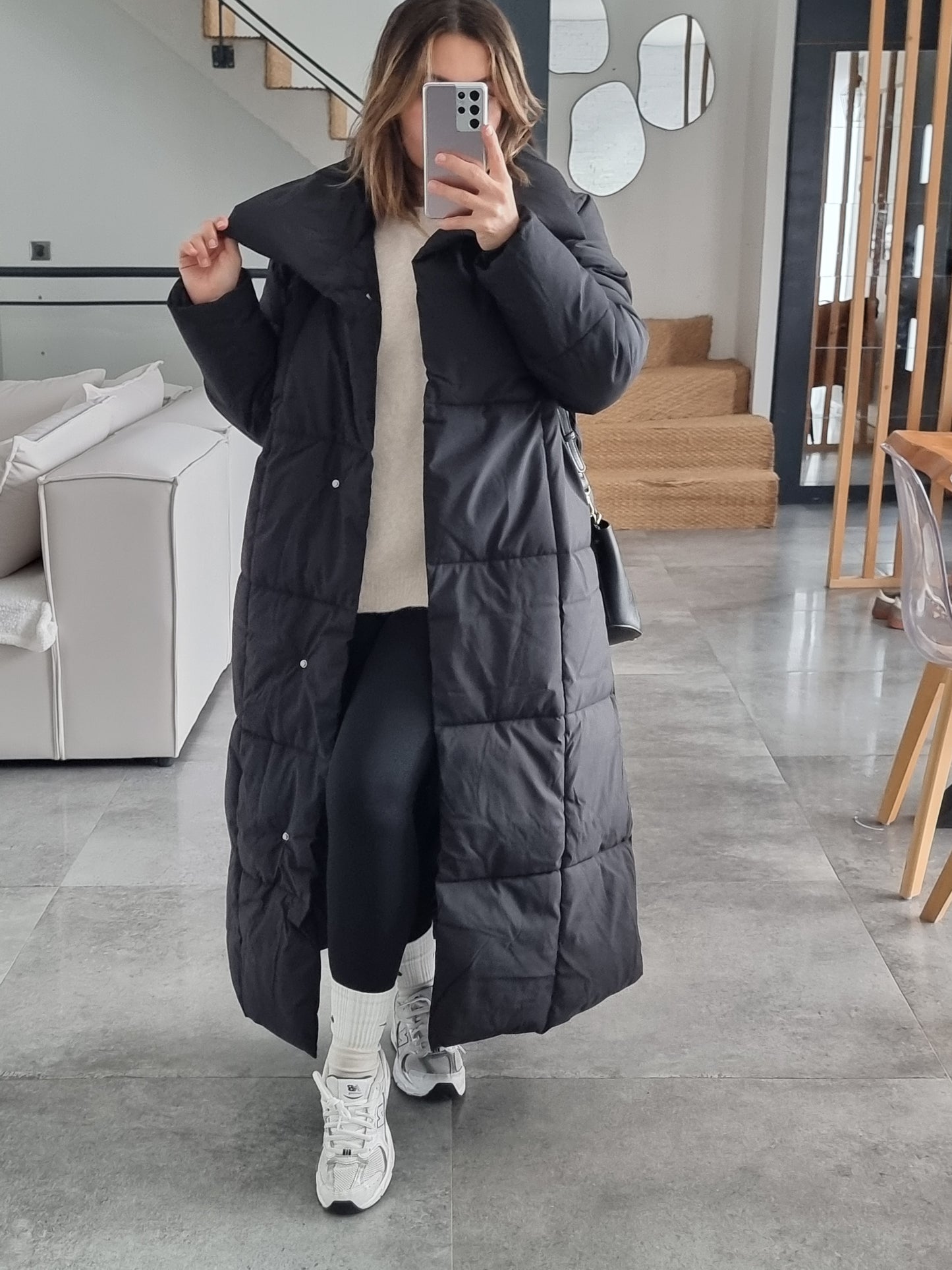 DOUDOUNE LONGUE MATELASSÉE NOIRE