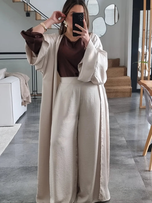 ENSEMBLE KIMONO BURGUNDY BEIGE