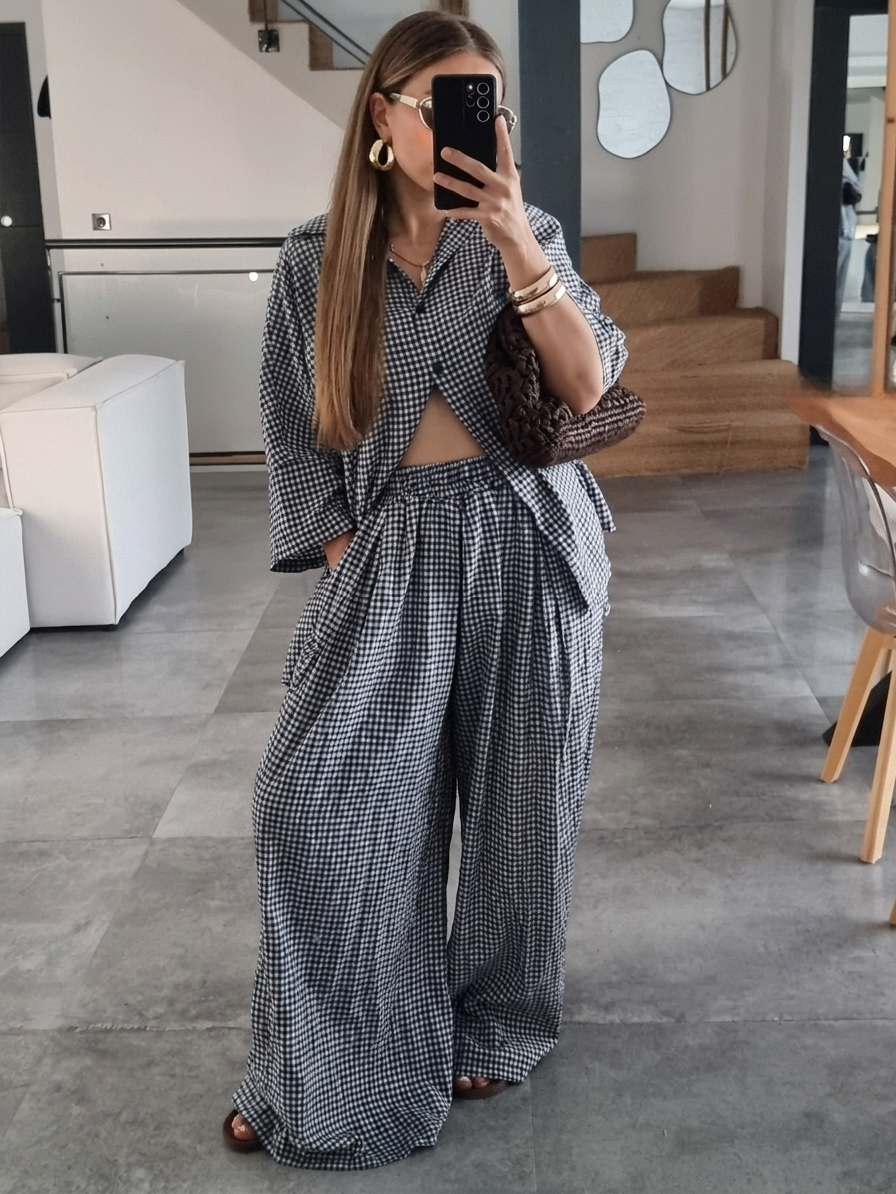 ENSEMBLE VICHY OVERSIZE BLEU MARINE