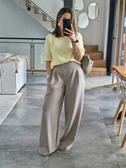 PANTALON JOGGER À PINCES TAUPE