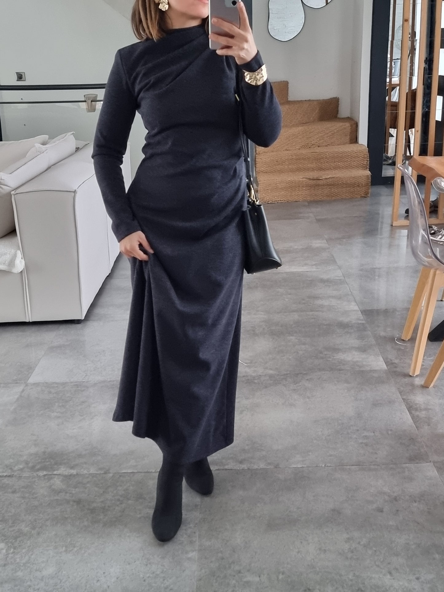 ROBE LONGUE SOFT TOUCH BLEUE NUIT