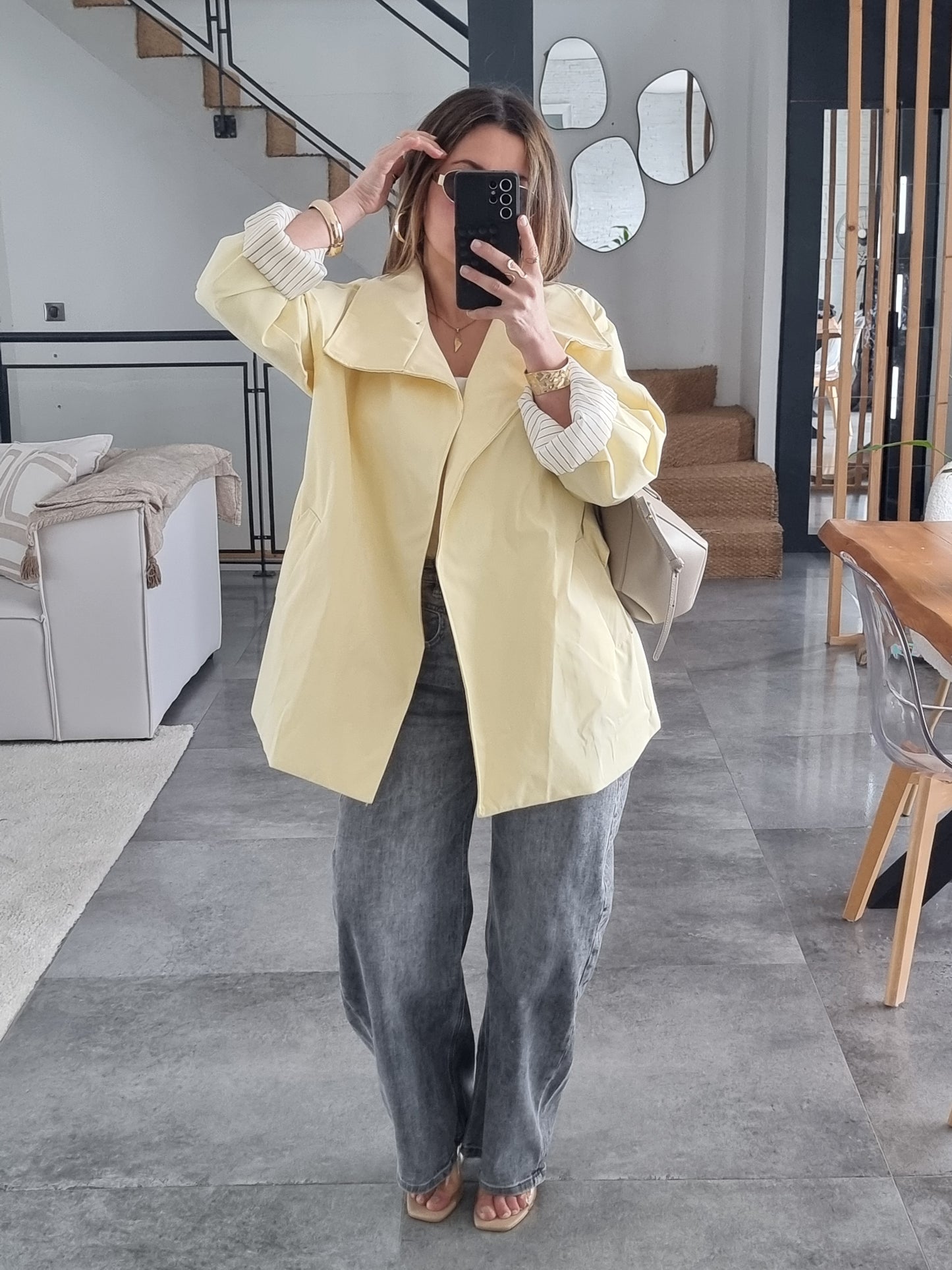 TRENCH MI-LONG JAUNE