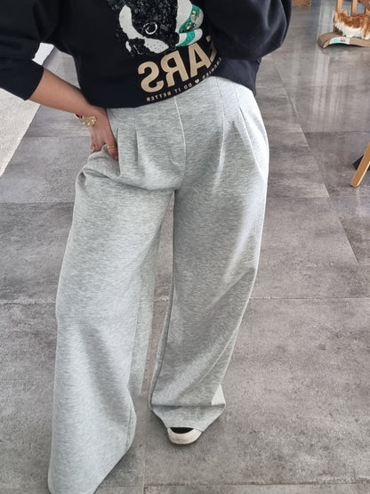 PANTALON JOGGER À PINCES GRIS