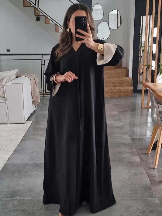 ABAYA EVASEE COL V NOIRE