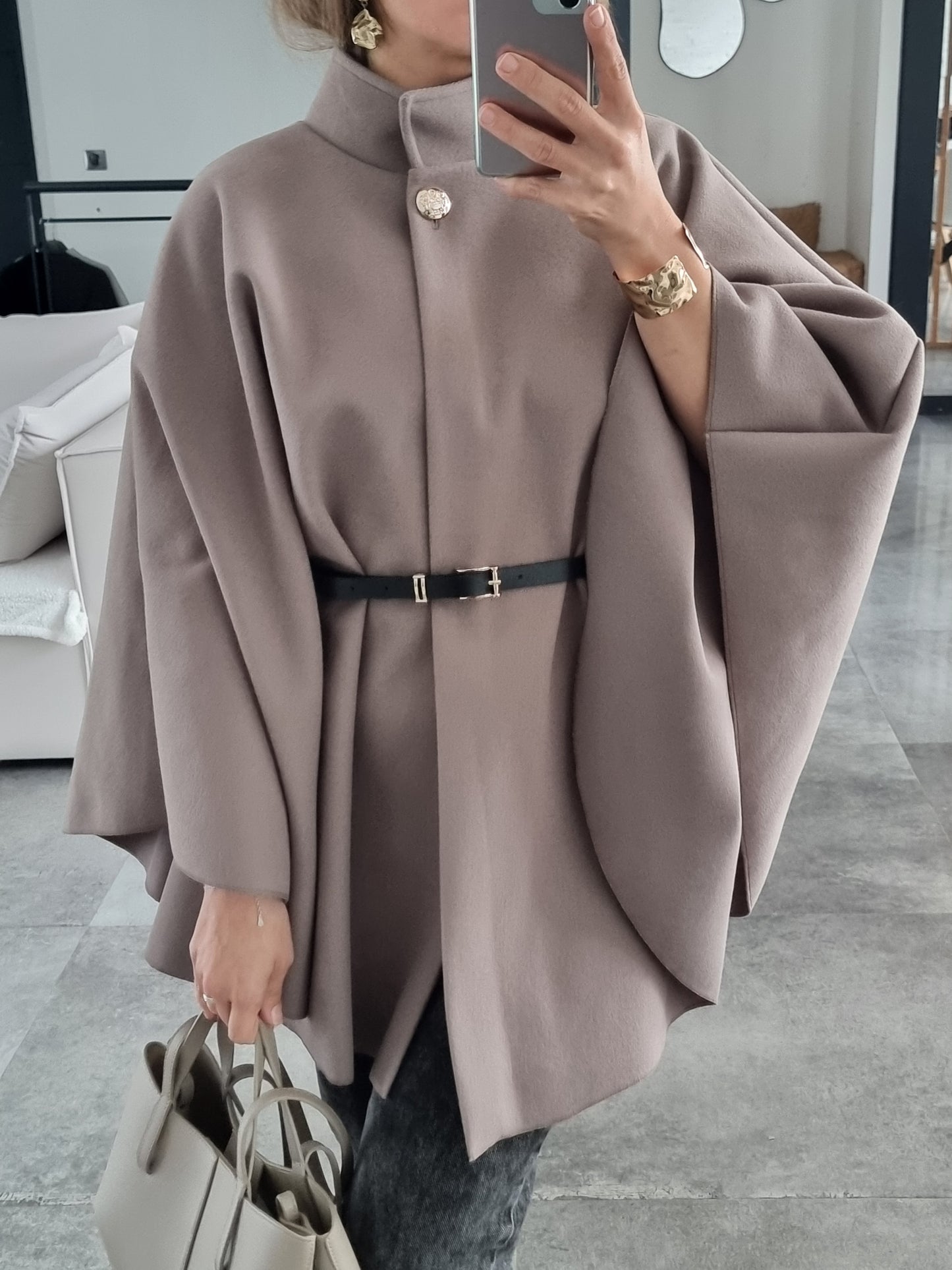 VESTE CAPE TAUPE