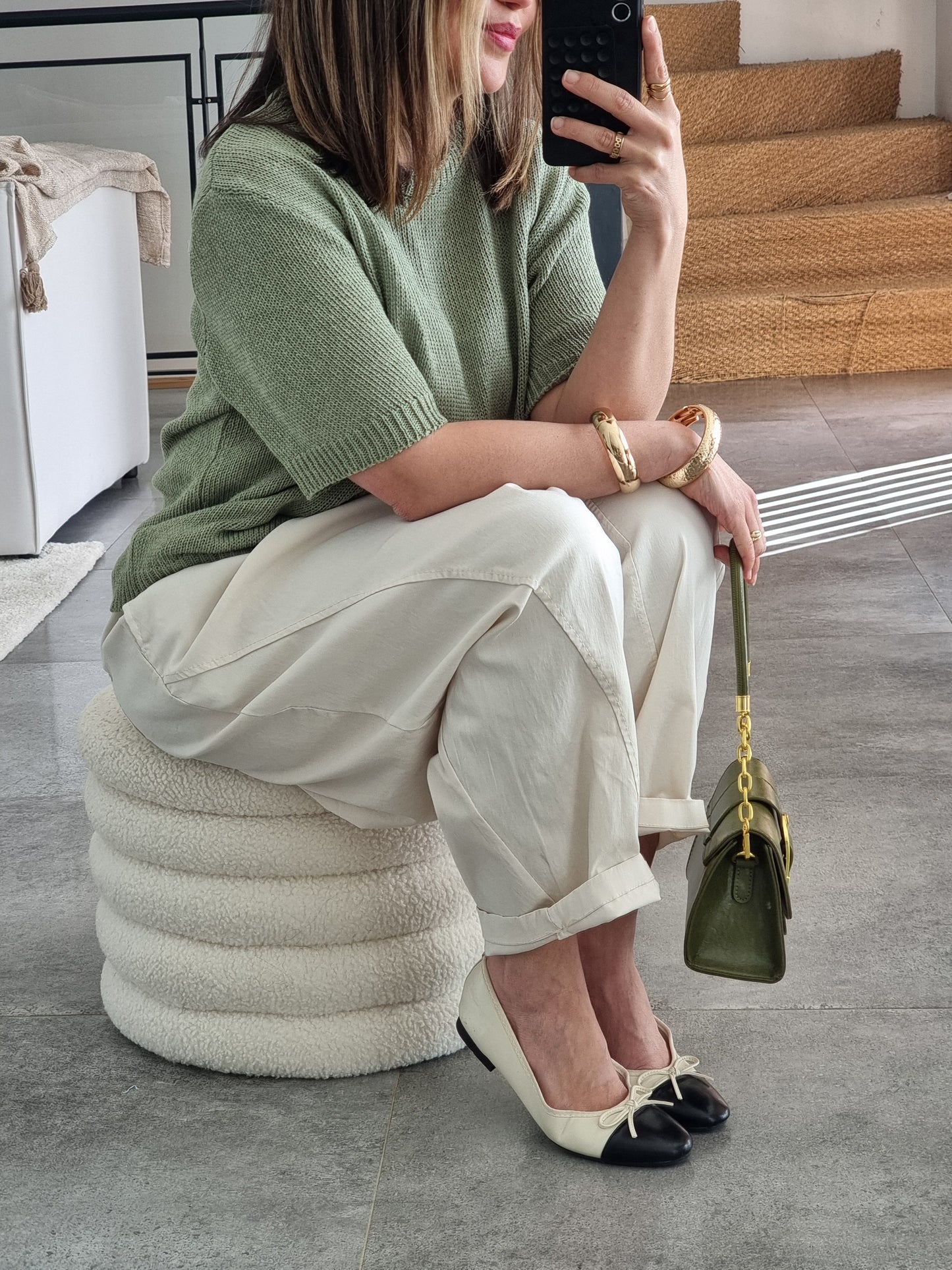PANTALON BARREL ASYMÉTRIQUE ECRU