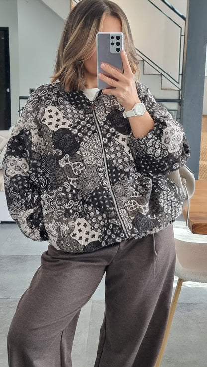 VESTE BOMBERS À MOTIF CHOCOLAT