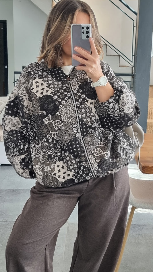 VESTE BOMBERS À MOTIF CHOCOLAT
