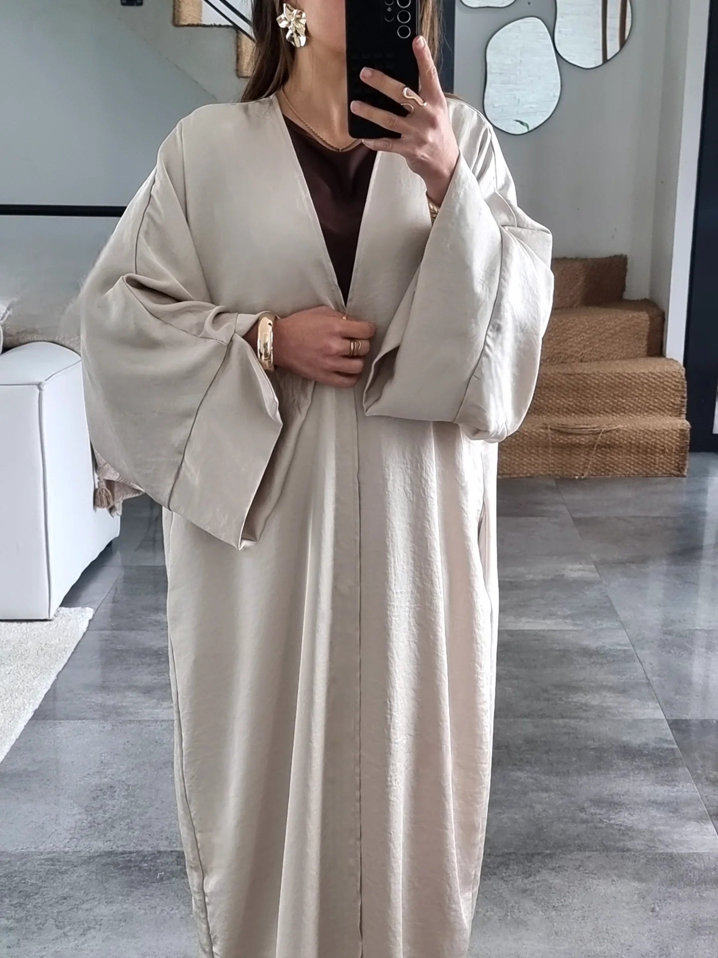 ENSEMBLE KIMONO BURGUNDY BEIGE