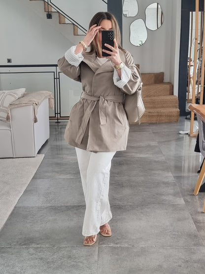 TRENCH MI-LONG TAUPE