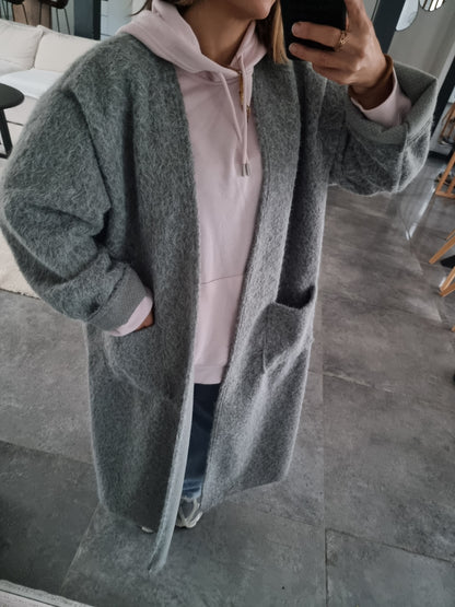 MANTEAU GILET TEDDY GRIS