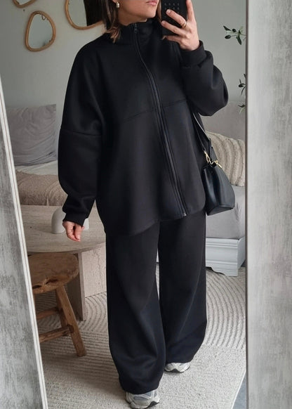 SURVÊTEMENT MOLLETONNÉ À ZIP NOIR
