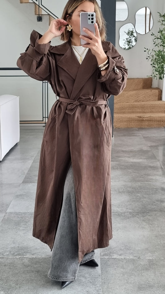 TRENCH COAT OVERSIZE CHOCOLAT