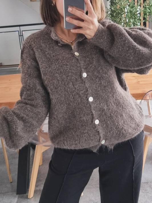 PULL CARDIGAN LAINE TAUPE