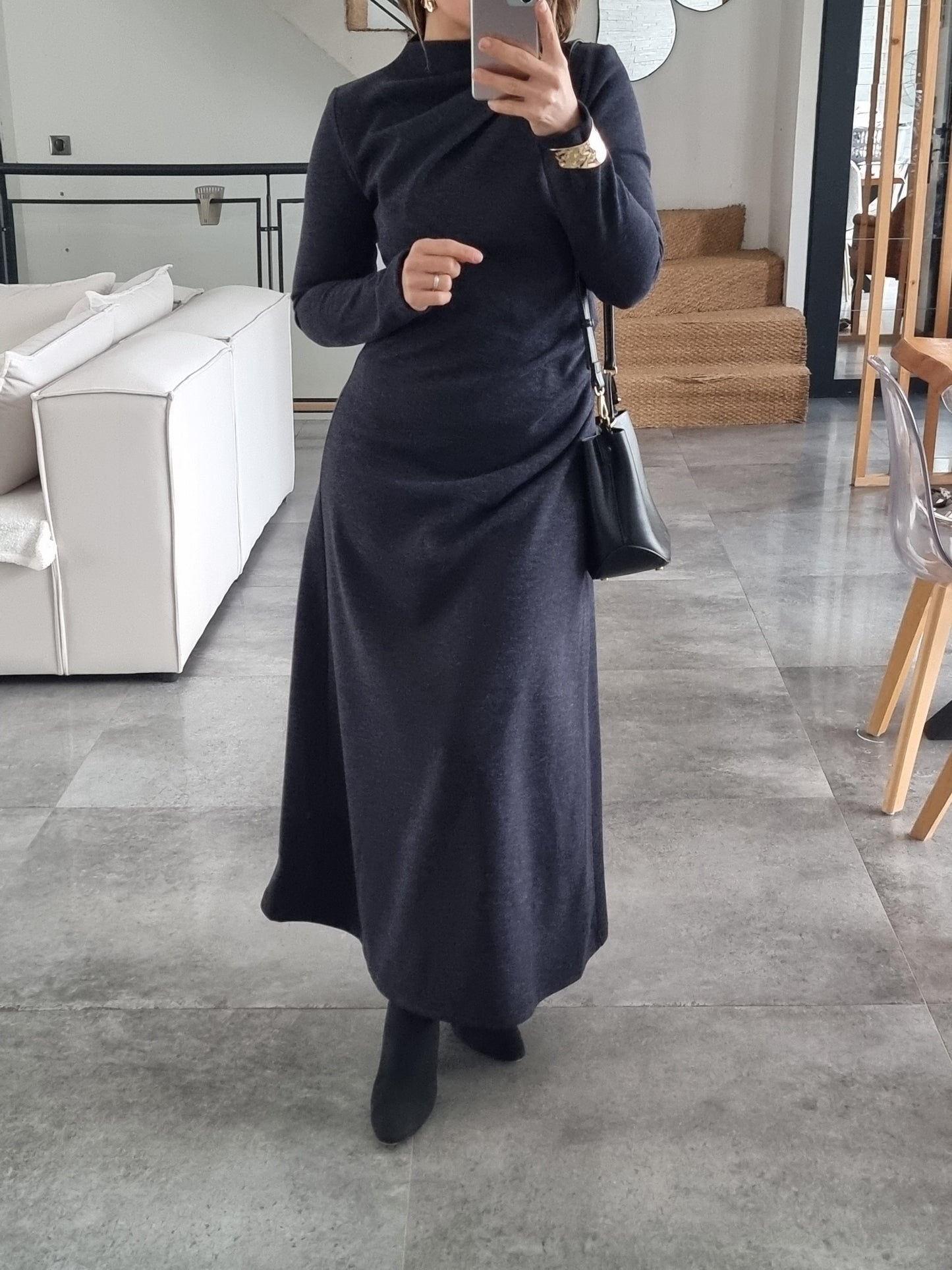 ROBE LONGUE SOFT TOUCH BLEUE NUIT