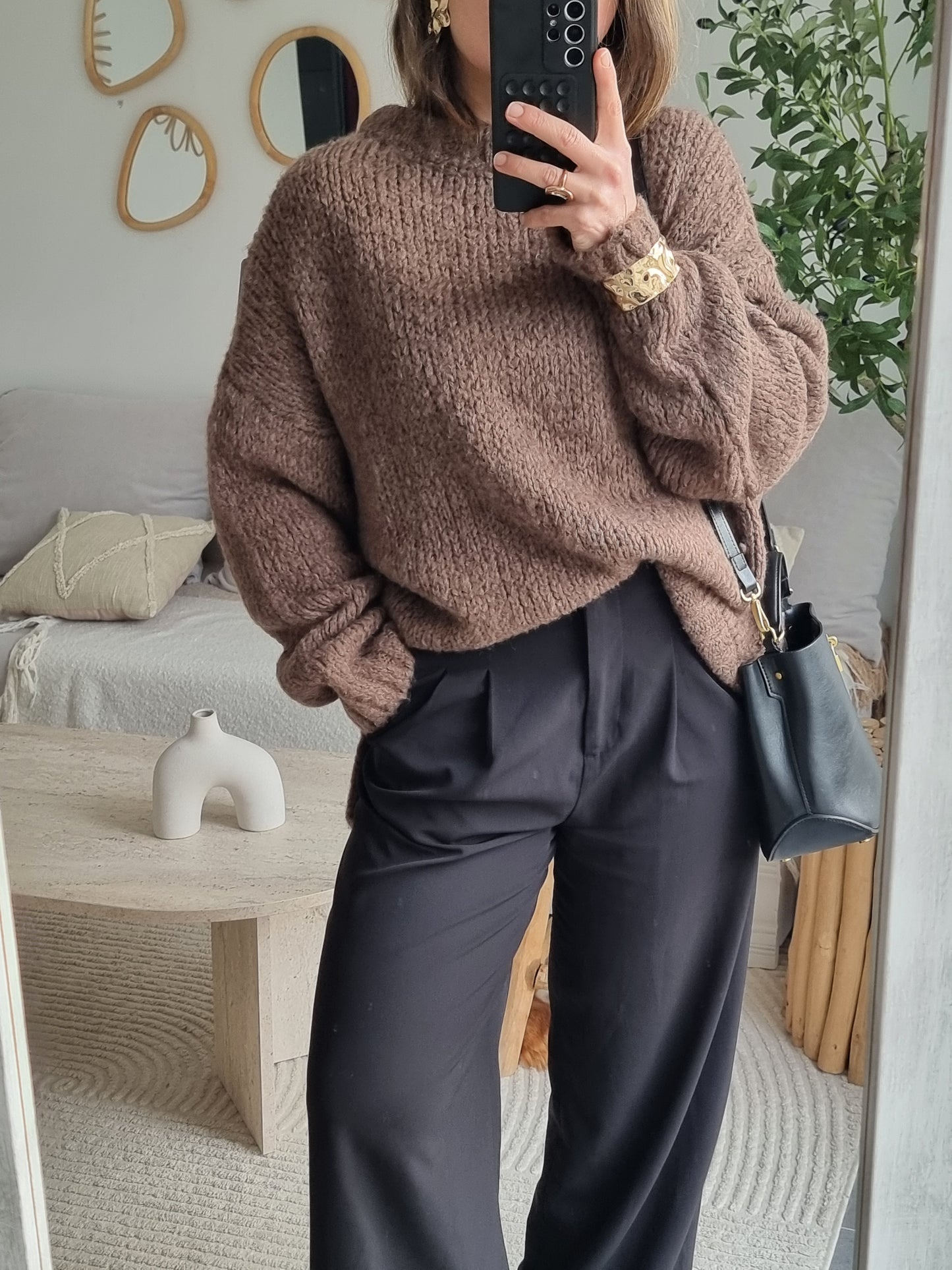 PULL LAINE TAUPE FONCÉ