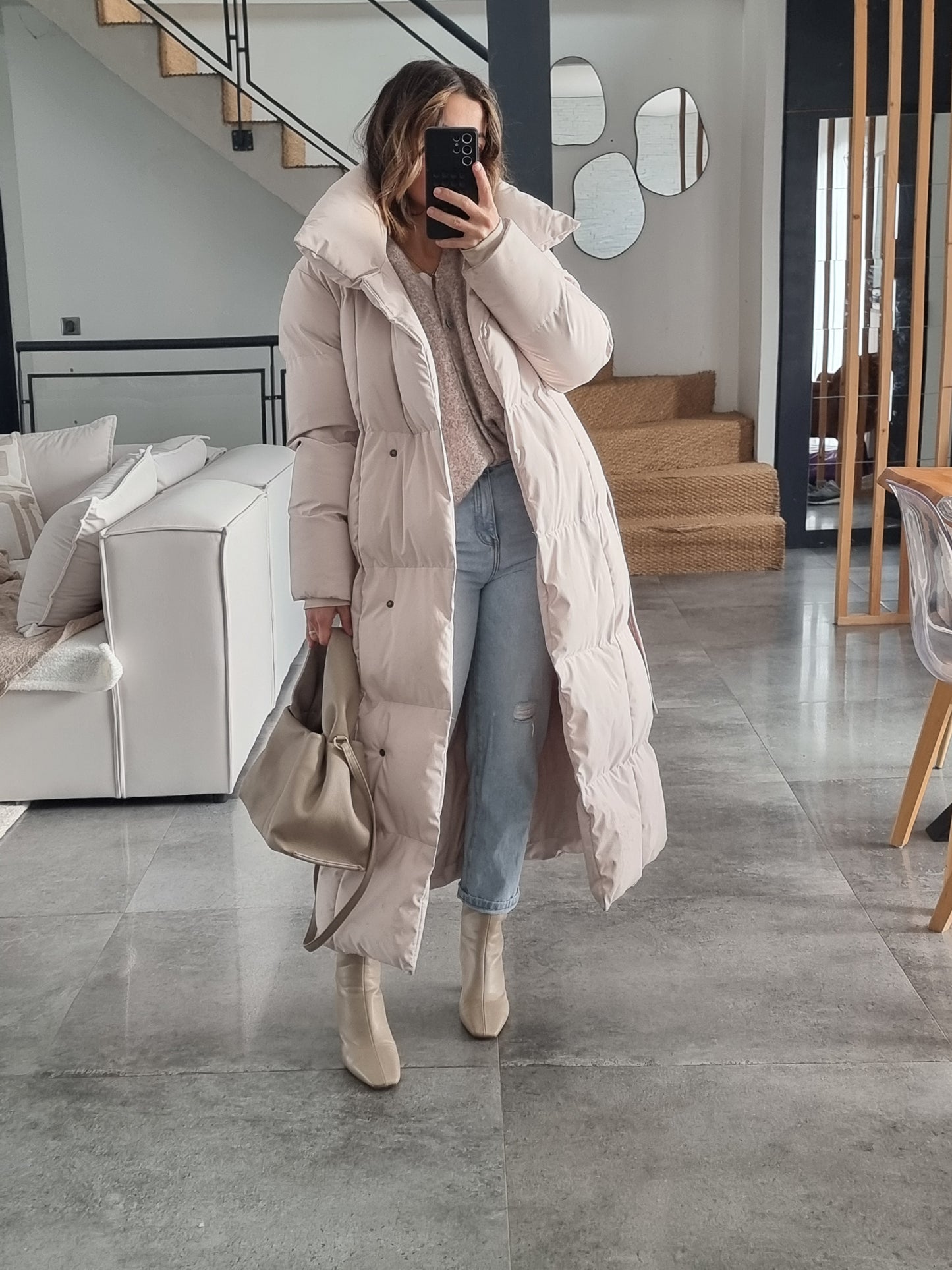 DOUDOUNE LONGUE MATELASSÉE BEIGE