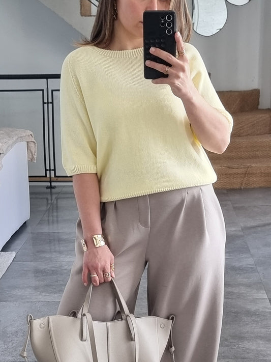 PULL MAILLE MANCHES 3/4 JAUNE