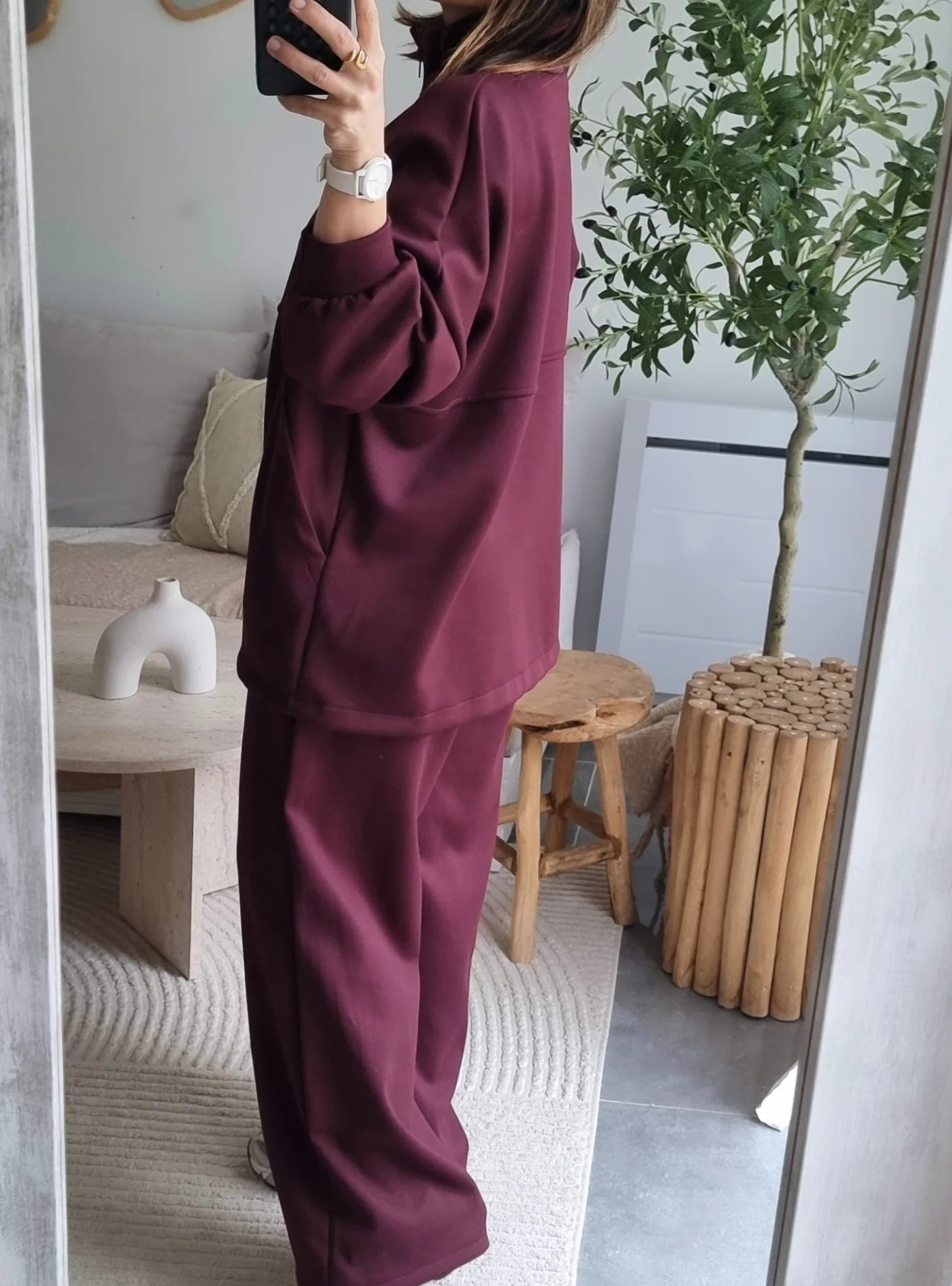 SURVÊTEMENT MOLLETONNÉ À ZIP BORDEAUX