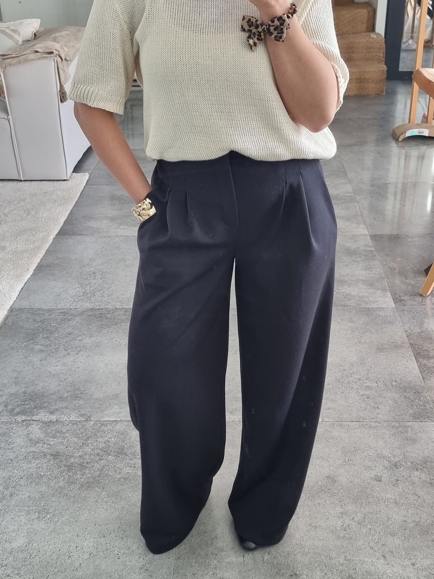 PANTALON JOGGER À PINCES NOIR