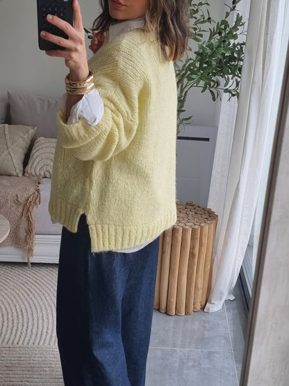 PULL LAINE JAUNE PASTEL