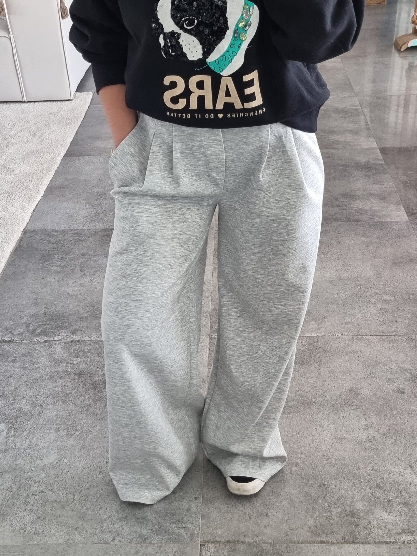 PANTALON JOGGER À PINCES GRIS