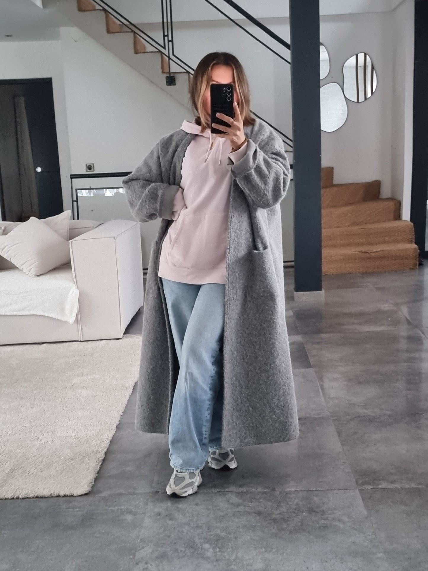 MANTEAU GILET TEDDY GRIS