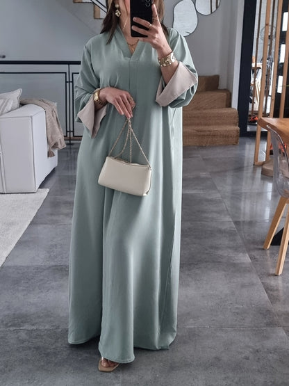 ABAYA EVASEE COL V VERT D'EAU