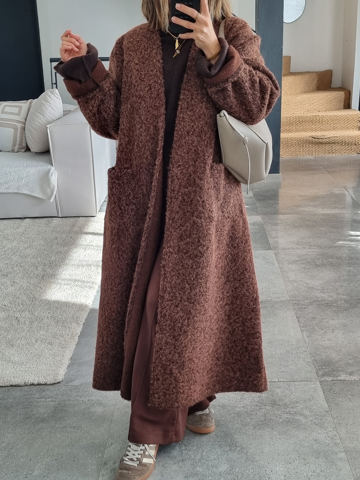 MANTEAU GILET TEDDY CHOCO