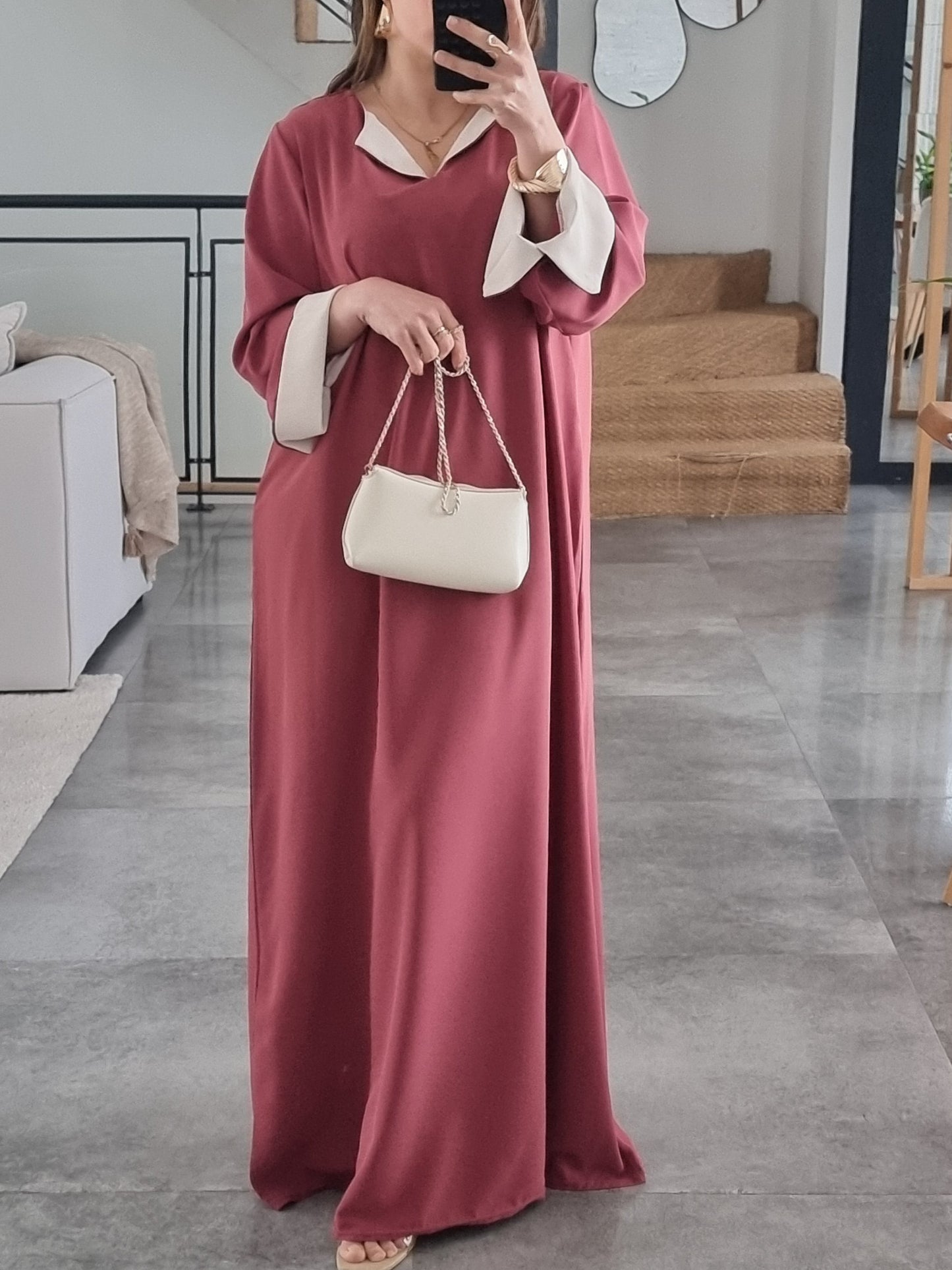 ABAYA EVASEE ROSE FONCÉ